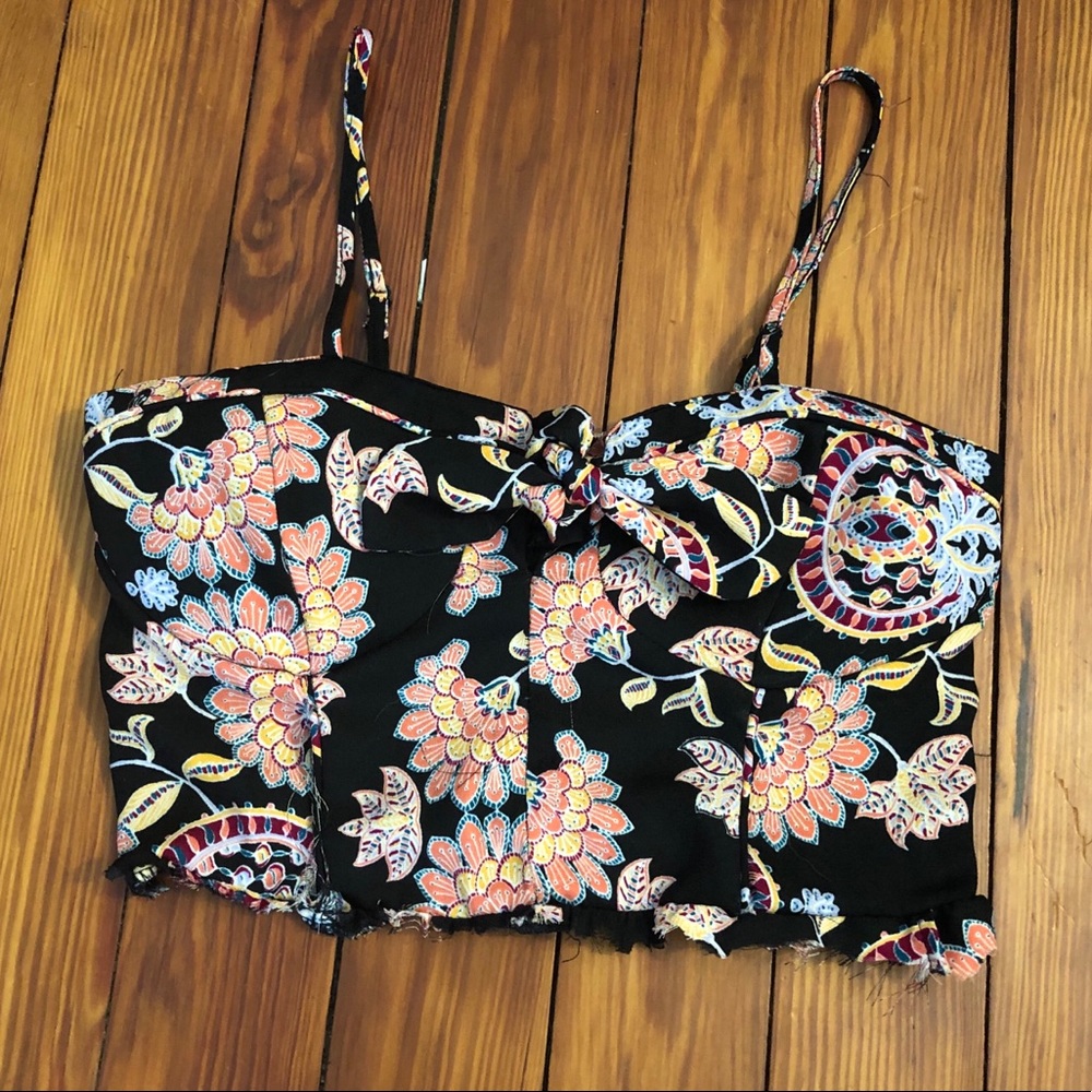Floral crop top with bow